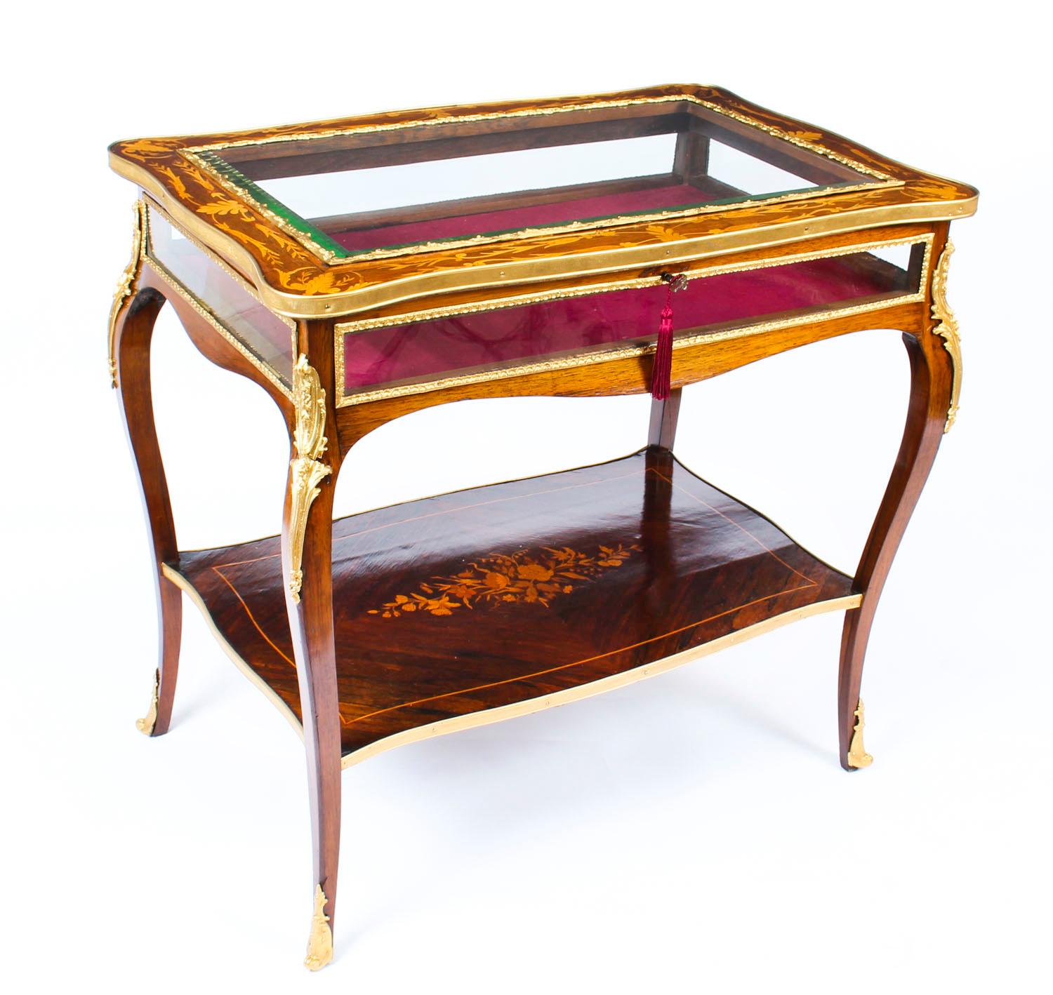 Antique French Ormolu-Mounted Marquetry Bijouterie Display Table, 19th Century 9
