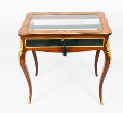 Antique French Ormolu Mounted Marquetry Bijouterie Display Table 19th Century