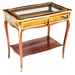 Antique French Ormolu Mounted Marquetry Bijouterie Display Table 19th Century