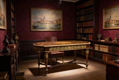 Antique French Ormolu Mounted Marquetry Bureau Plat c.1860