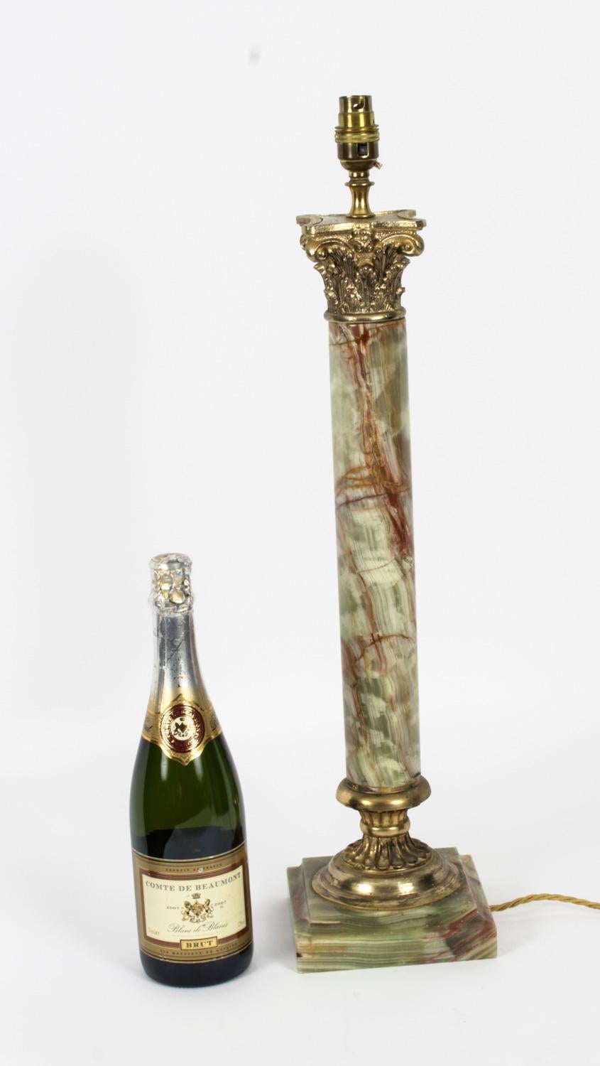Antique French Ormolu Mounted Onyx Corinthian Column Table Lamp, 19th Century 5