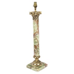 Antique French Ormolu Mounted Onyx Corinthian Column Table Lamp, 19th Century