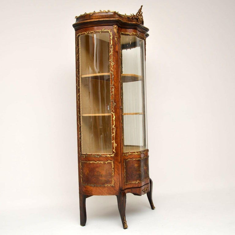 Antique French Ormolu Mounted Painted Vitrine Display Cabinet At