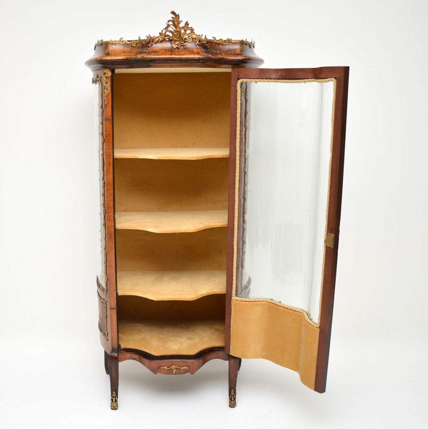 Antique French Ormolu Mounted Painted Vitrine Display Cabinet At