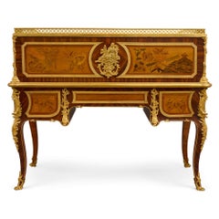 Antique French Ormolu Mounted Roll Top Desk in the Style of Riesener