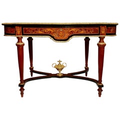 Antique French Ormolu Mounted Satinwood Table Inlaid with Briarwood, circa 1890