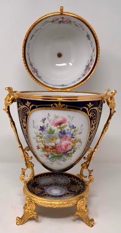 Antique French Ormolu Mounted Sevres Porcelain Jewel Box, Circa 1890