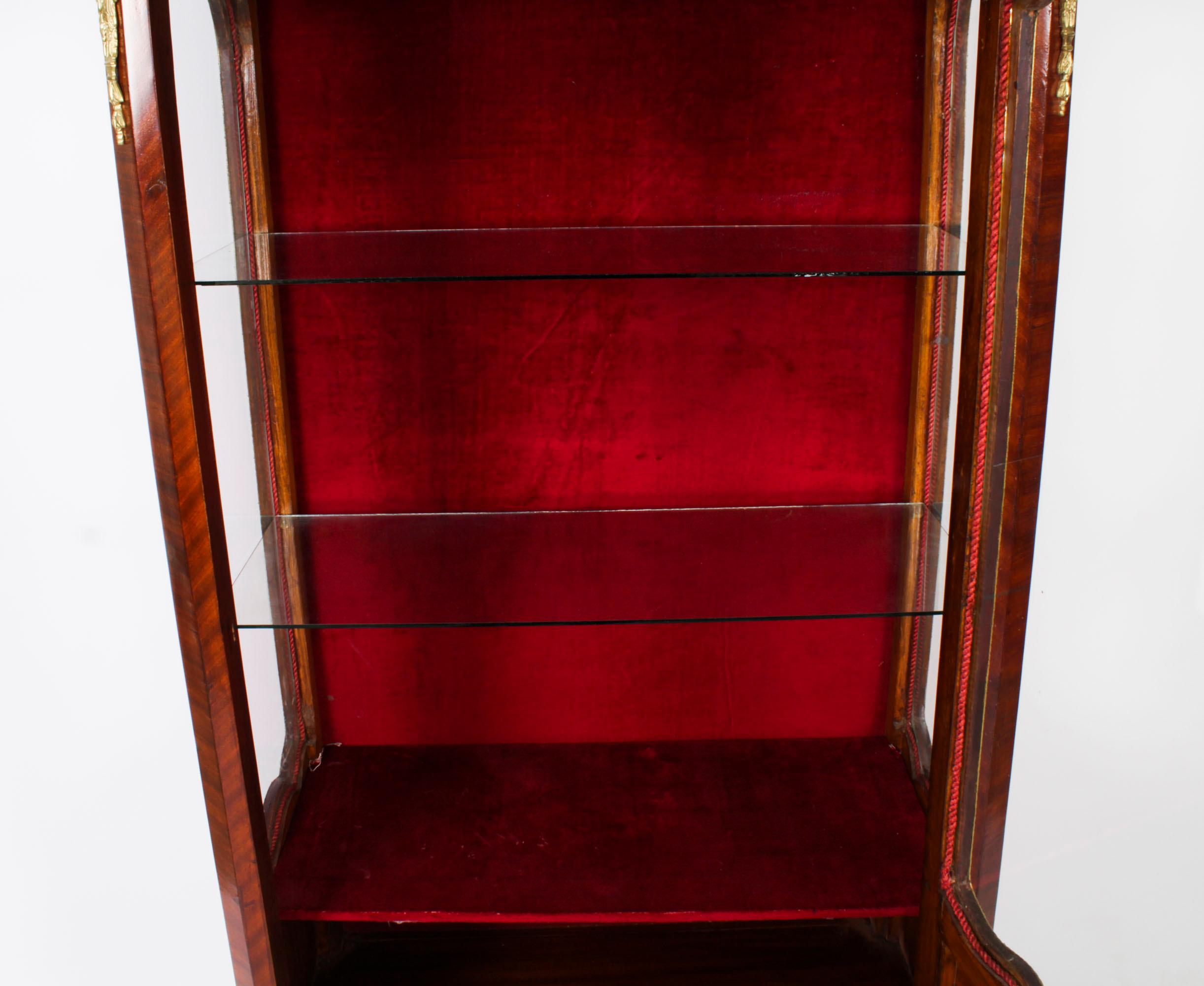 Antique French Ormolu Mounted Walnut Display Cabinet Circa 1920 For Sale 6