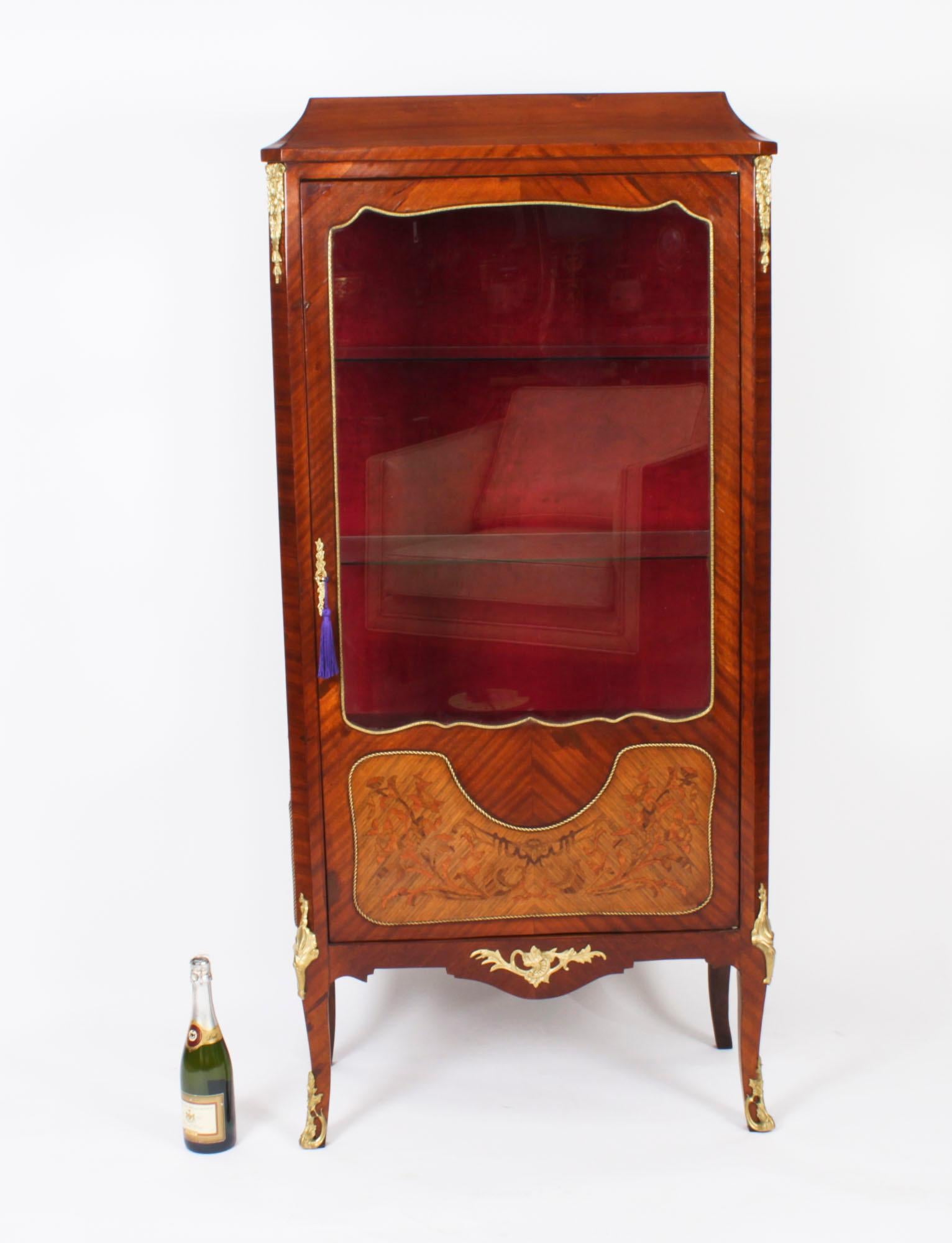 Antique French Ormolu Mounted Walnut Display Cabinet Circa 1920 For Sale 13
