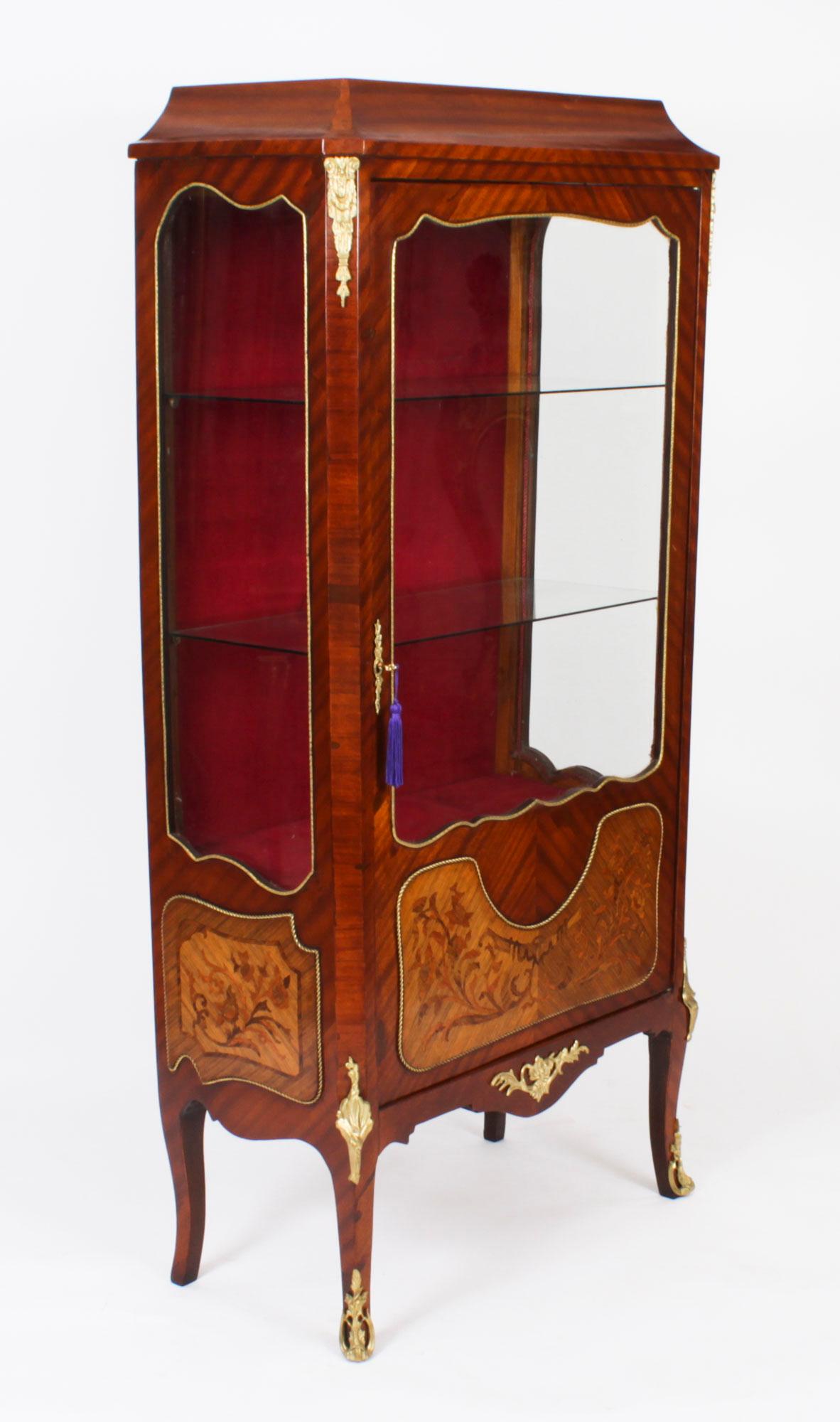 Antique French Ormolu Mounted Walnut Display Cabinet Circa 1920 For Sale 14