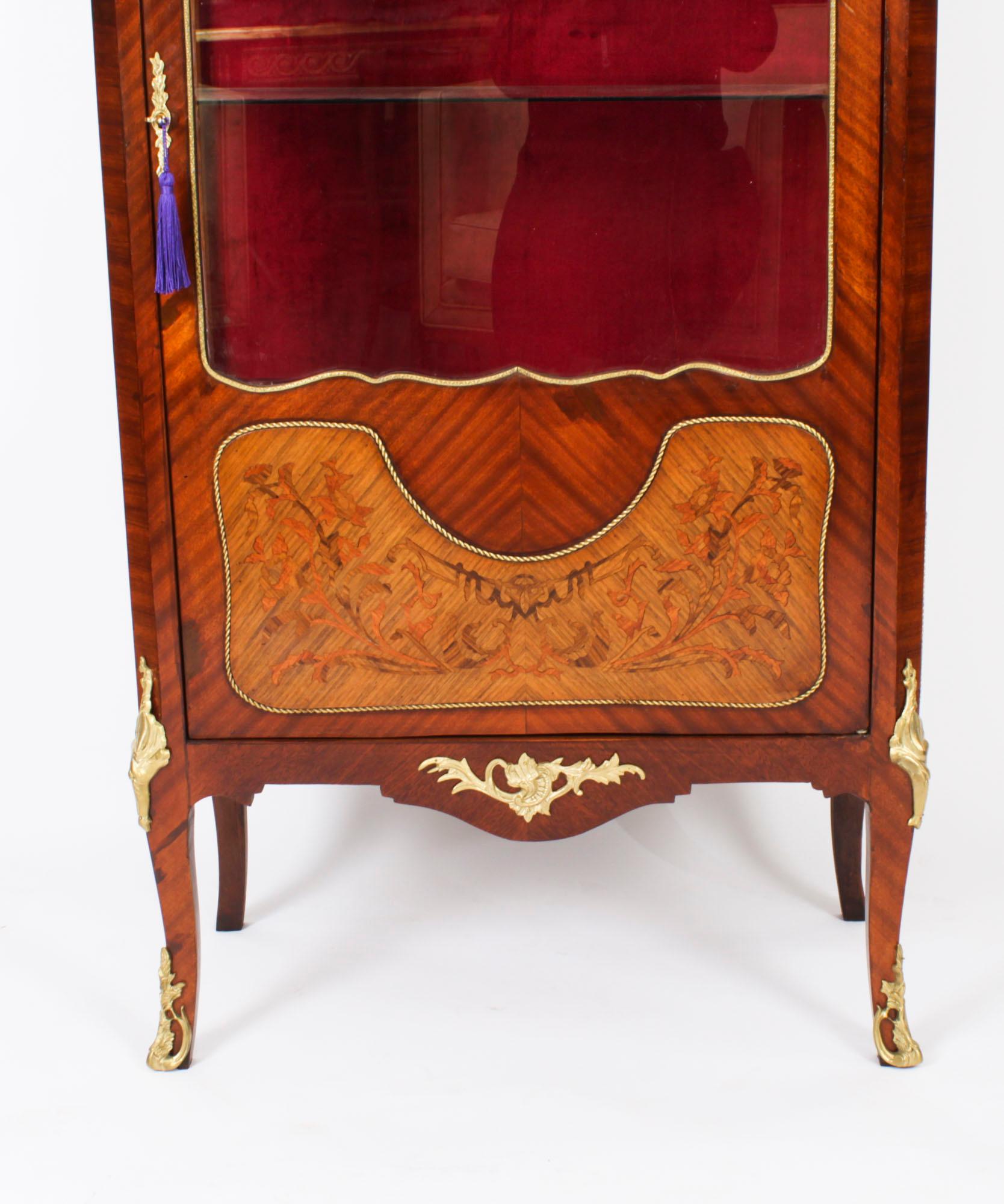 Antique French Ormolu Mounted Walnut Display Cabinet Circa 1920 For Sale 1