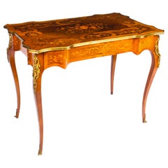 Antique French Ormolu Mounted Walnut and Marquetry Bureau Plat, 19th Century