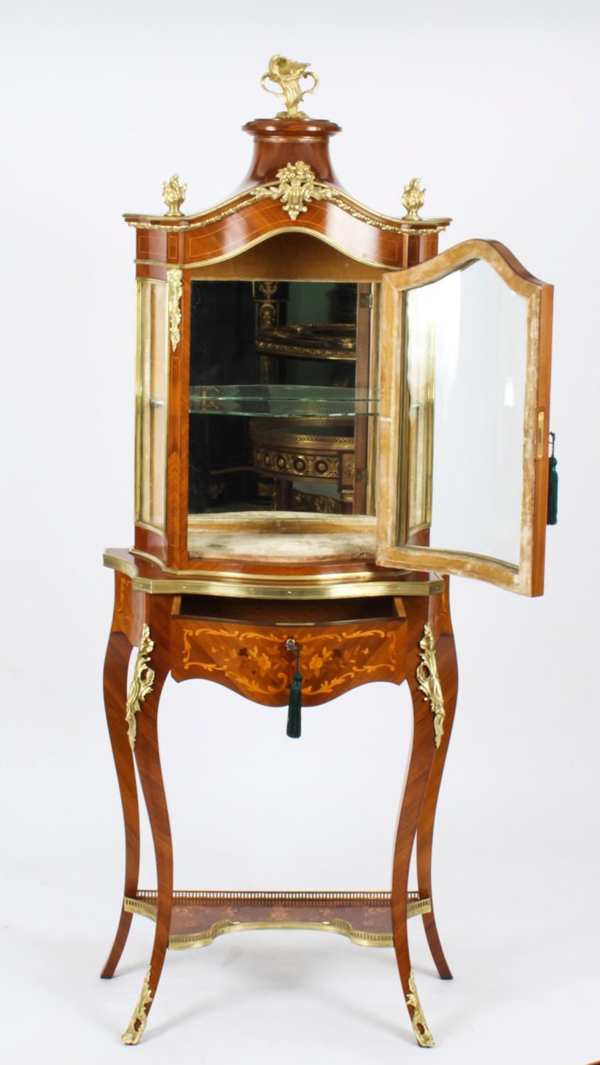 Antique French Ormolu Mountred Marquetry Display Cabinet 19th C 13