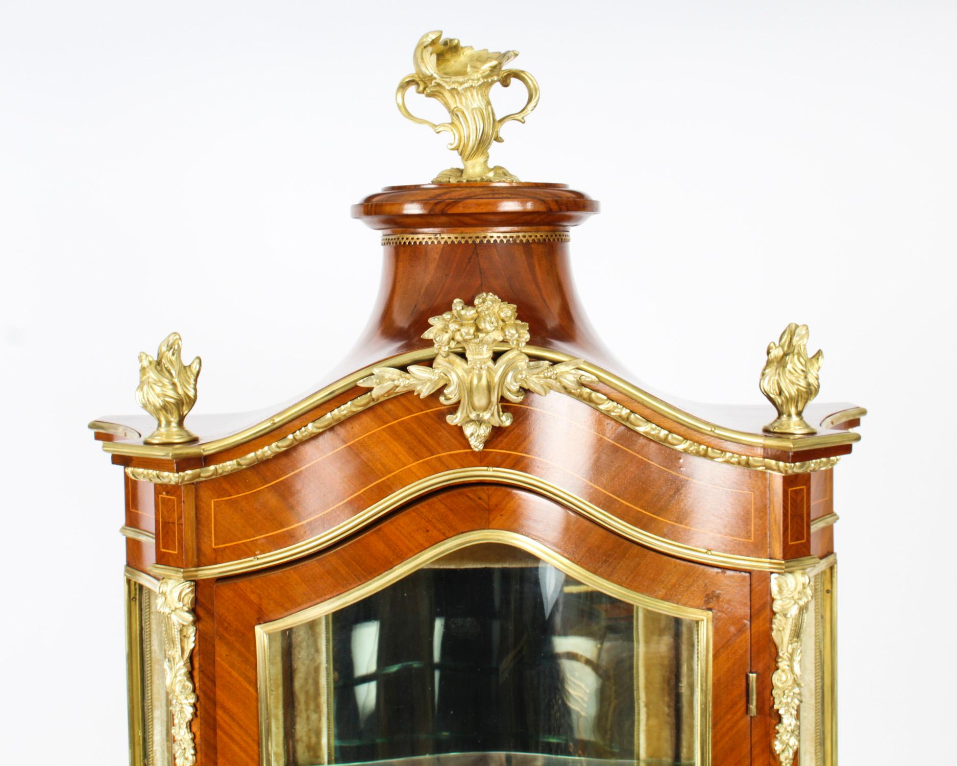 Late 19th Century Antique French Ormolu Mountred Marquetry Display Cabinet 19th C