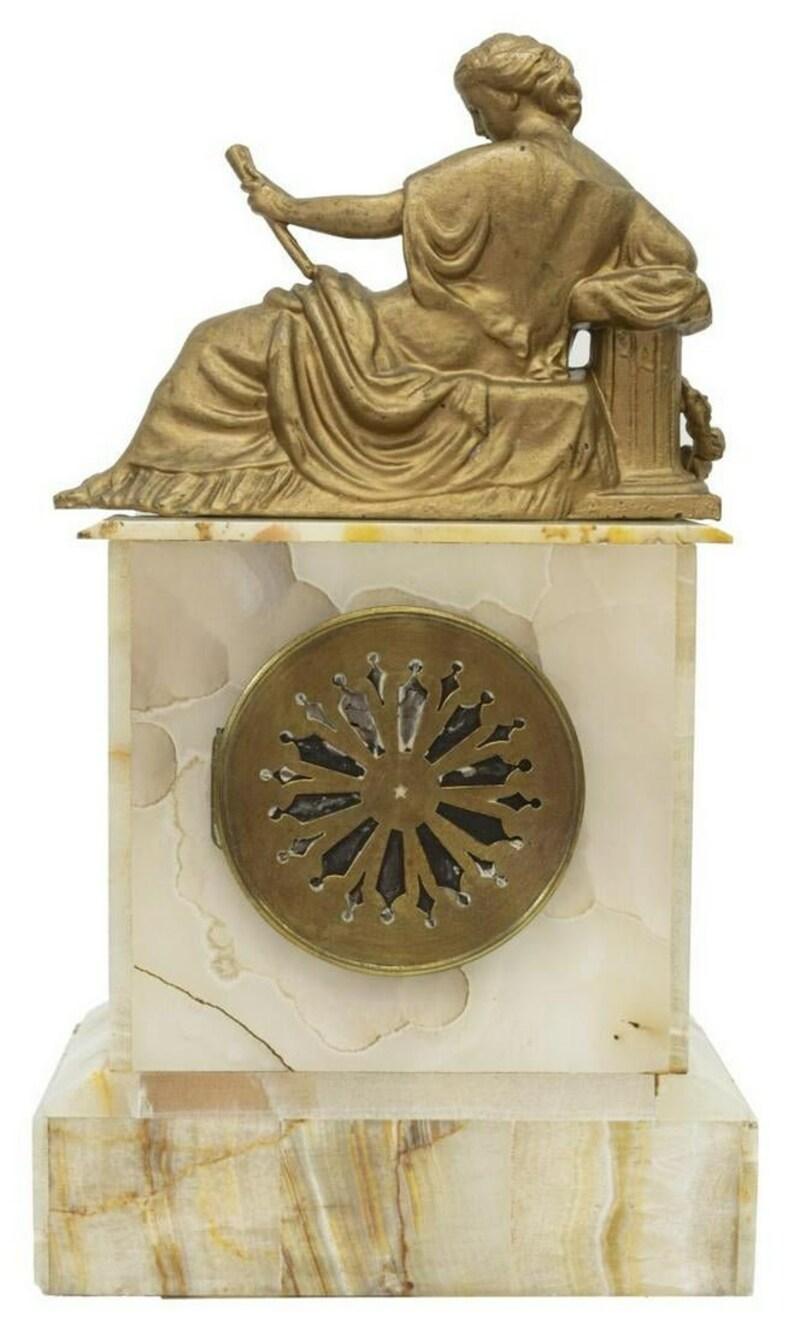 Neoclassical Antique French Ormolu Onyx Mantle Clock by Samuel Marti