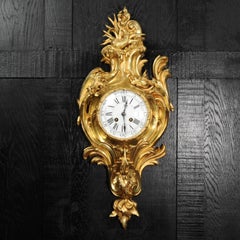 Antique French Ormolu Rococo Cartel Wall Clock - Dolphin