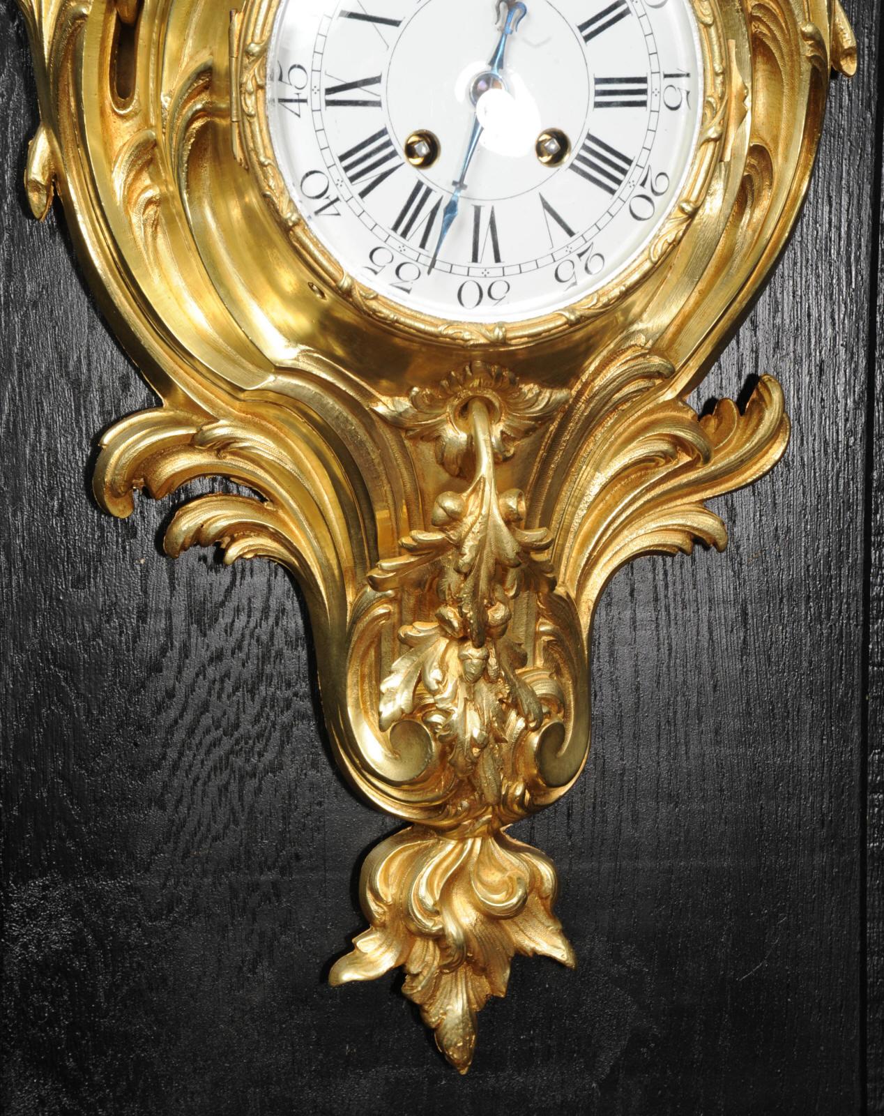 Antique French Ormolu Rococo Cartel Wall Clock - Dolphin For Sale 3