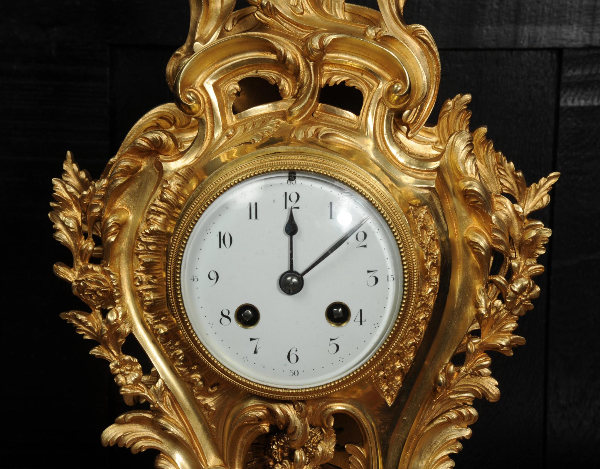 Antike französische Ormolu-Rokoko-Uhr im Angebot 6