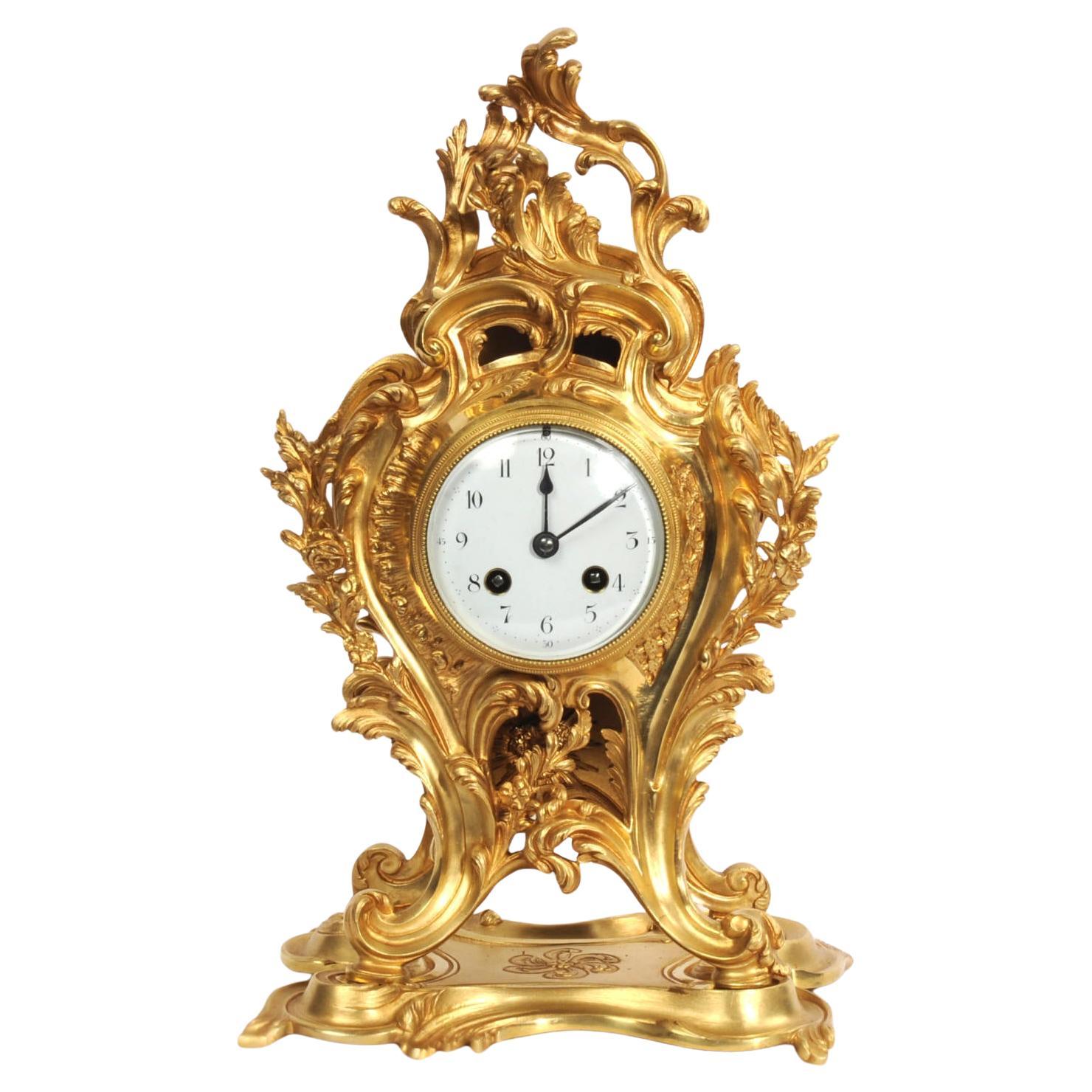 Antique French Ormolu Rococo Clock