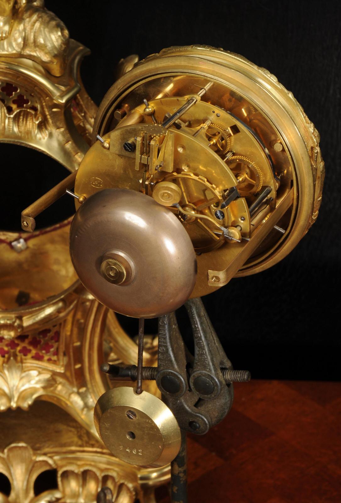 Antique French Ormolu Rococo Clock Set - Cupid For Sale 13