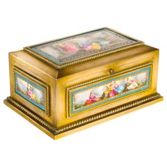 Antique French Ormolu and Sèvres Porcelain Jewelry Casket, 19th Century