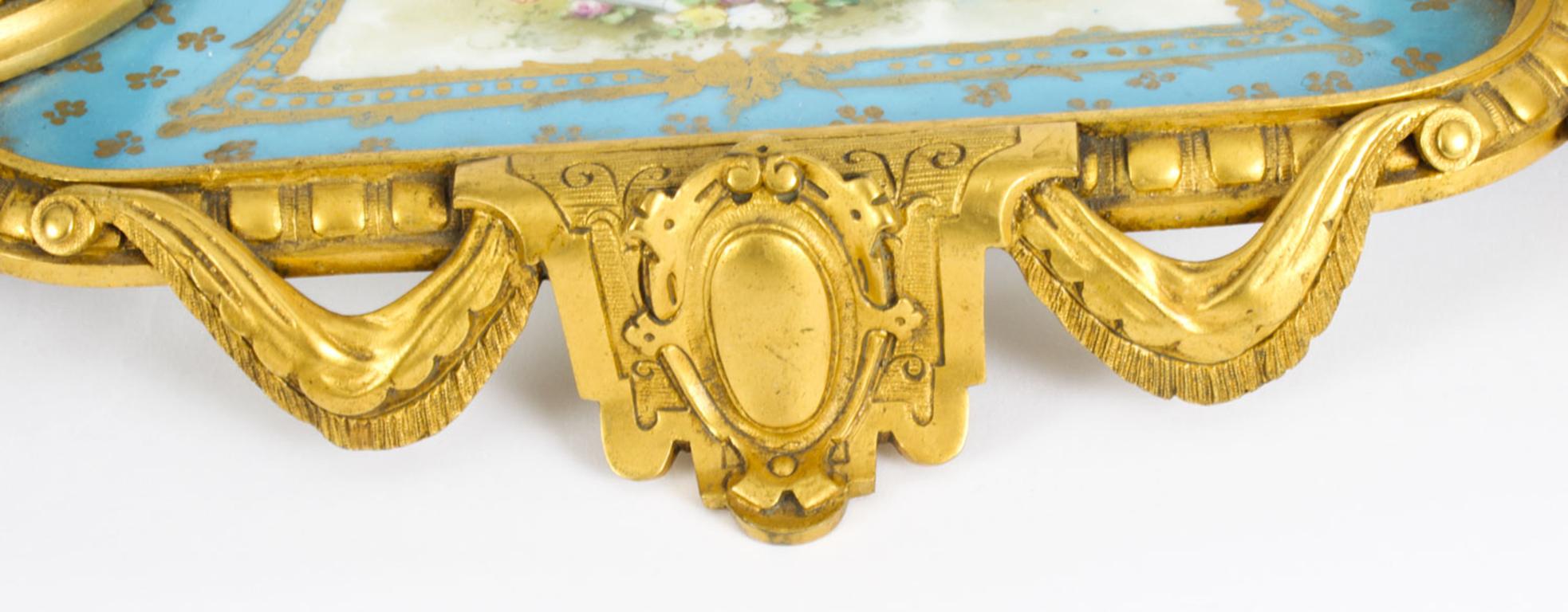 Antique French Ormolu and Sèvres Porcelain Standish Inkstand, 19th Century 2