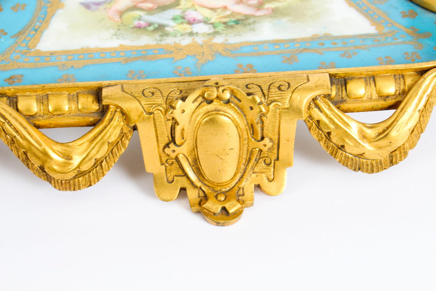 Antique French Ormolu and Sèvres Porcelain Standish Inkstand, 19th Century 3