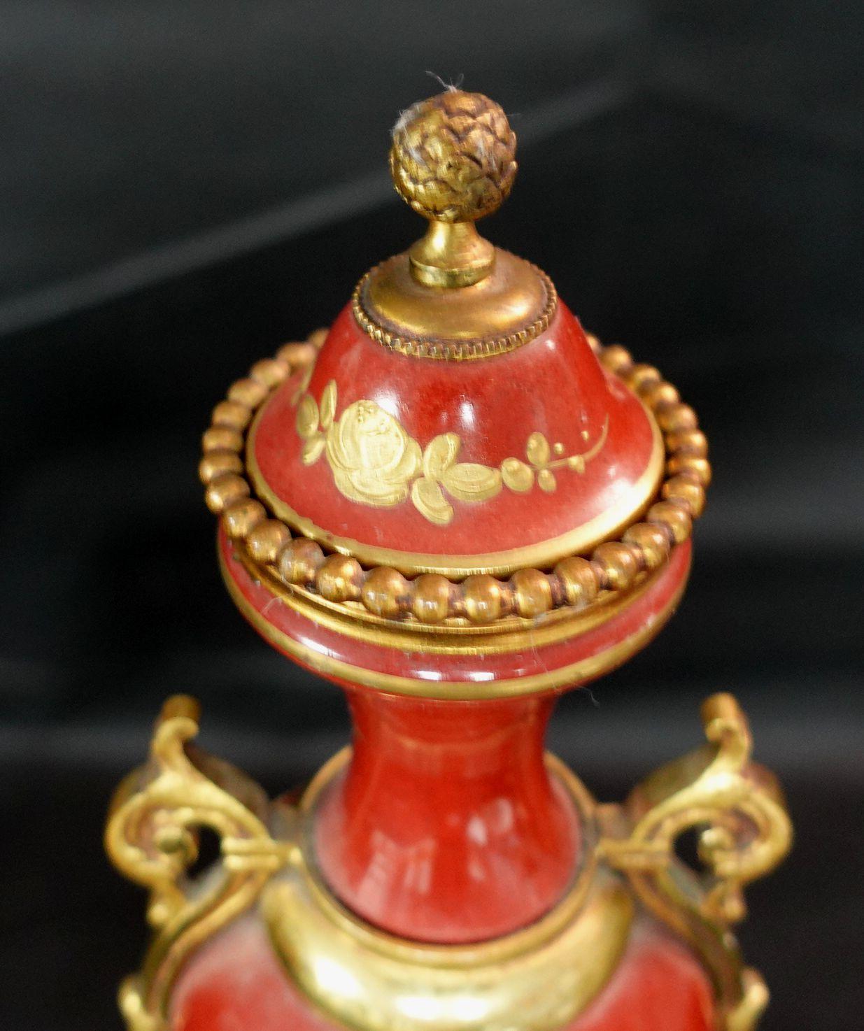 Antique French Ormolu Sevres Style Garniture, 19th Century, Signature and Mark For Sale 1
