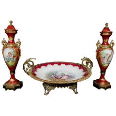 Antique French Ormolu Sevres Style Garniture, XIX secolo, Firma e Marchio