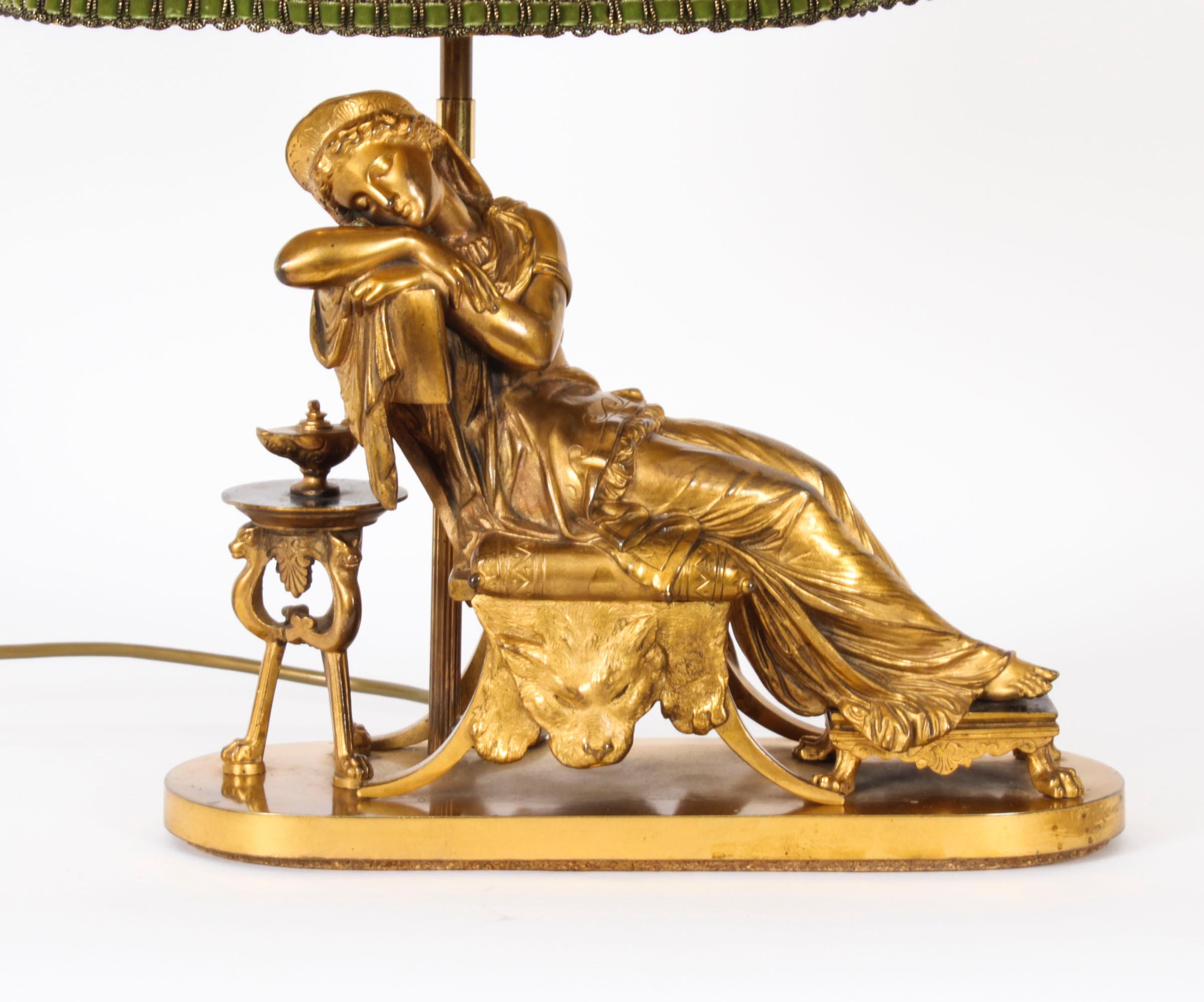 Late 19th Century Antique French Ormolu Table Lamp Manner of Pierre-Jules Cavelier 19th Century  For Sale