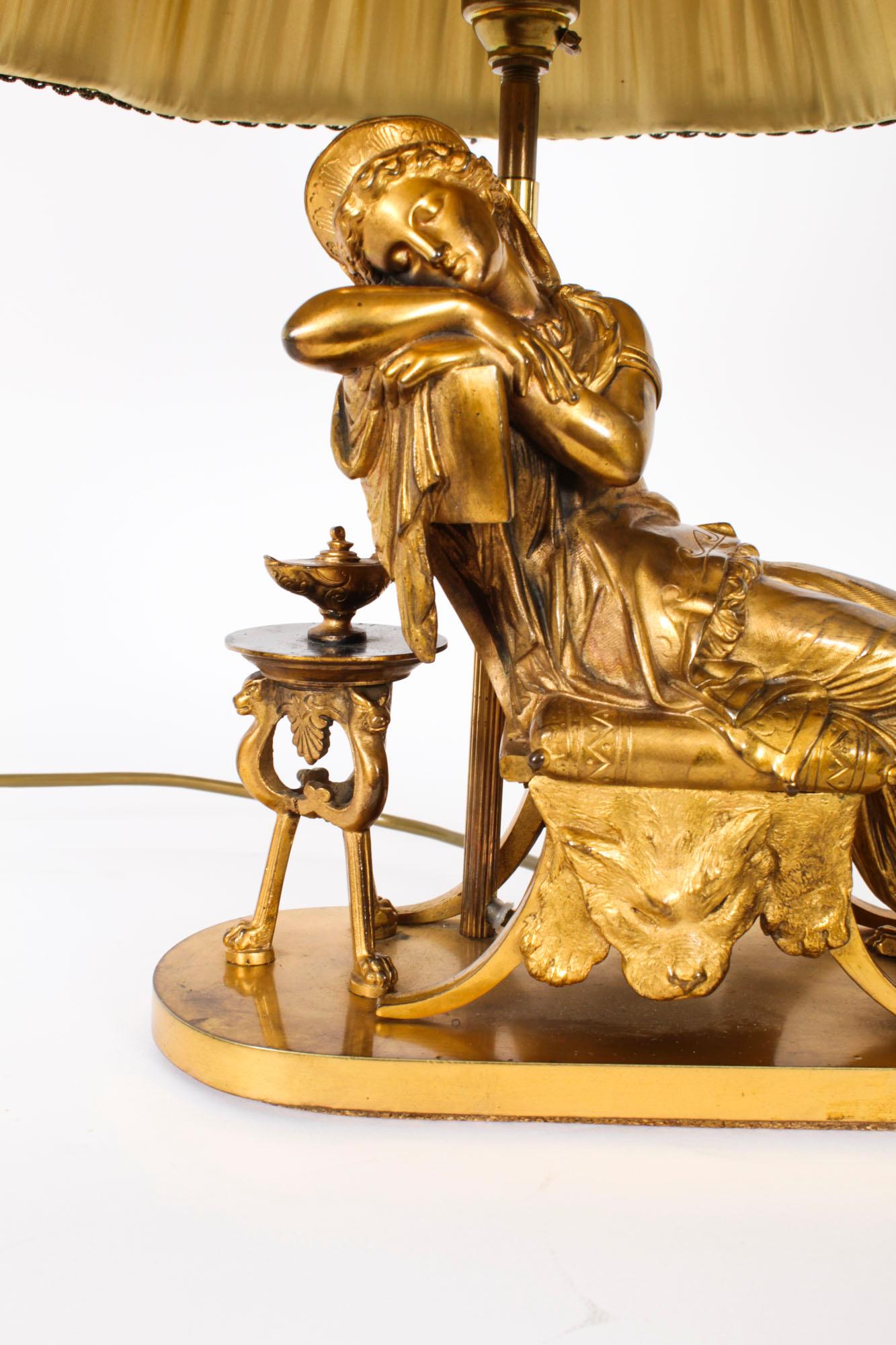 Bronze Antique French Ormolu Table Lamp Manner of Pierre-Jules Cavelier 19th Century  For Sale