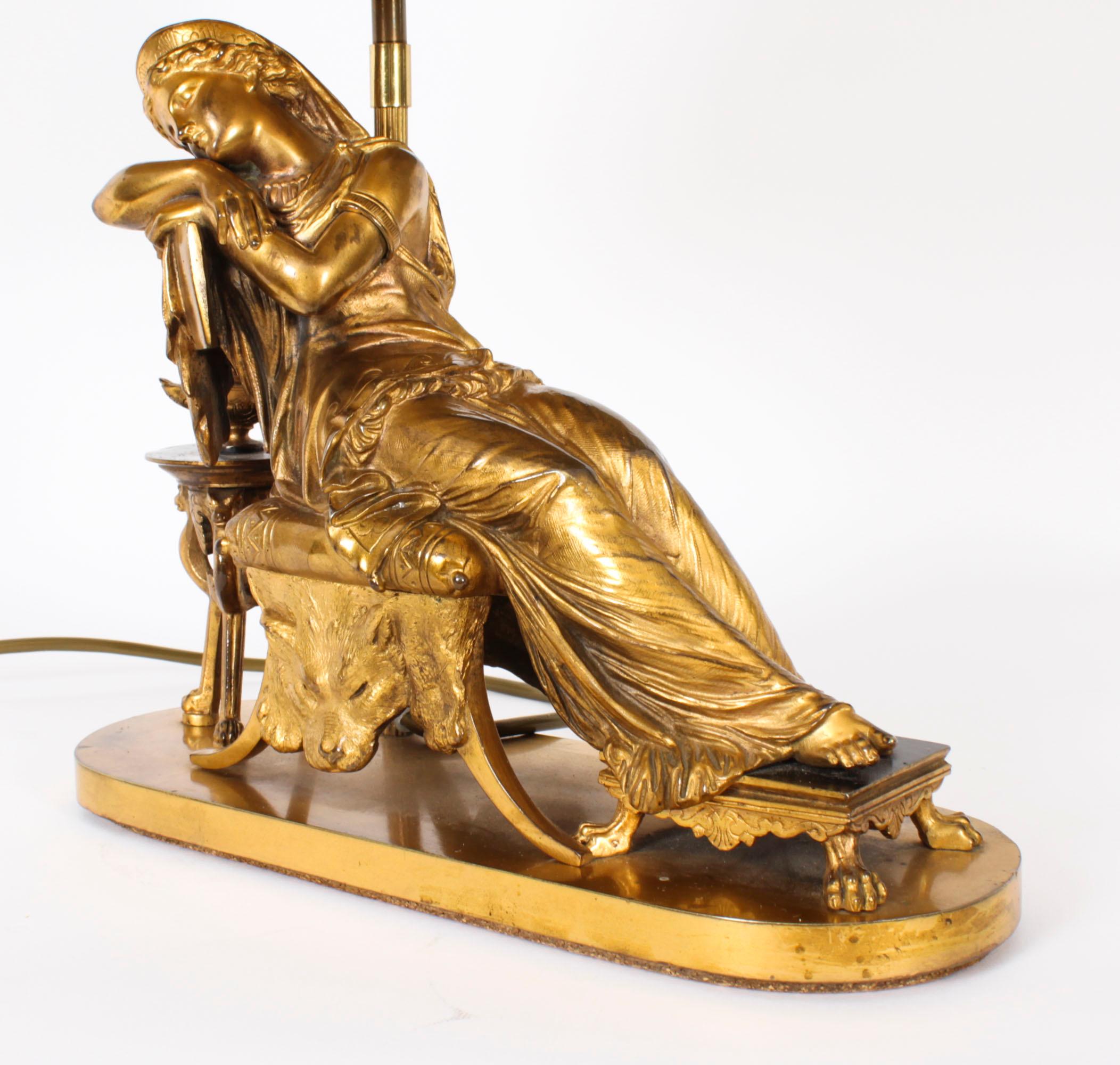Antique French Ormolu Table Lamp Manner of Pierre-Jules Cavelier 19th Century  For Sale 2