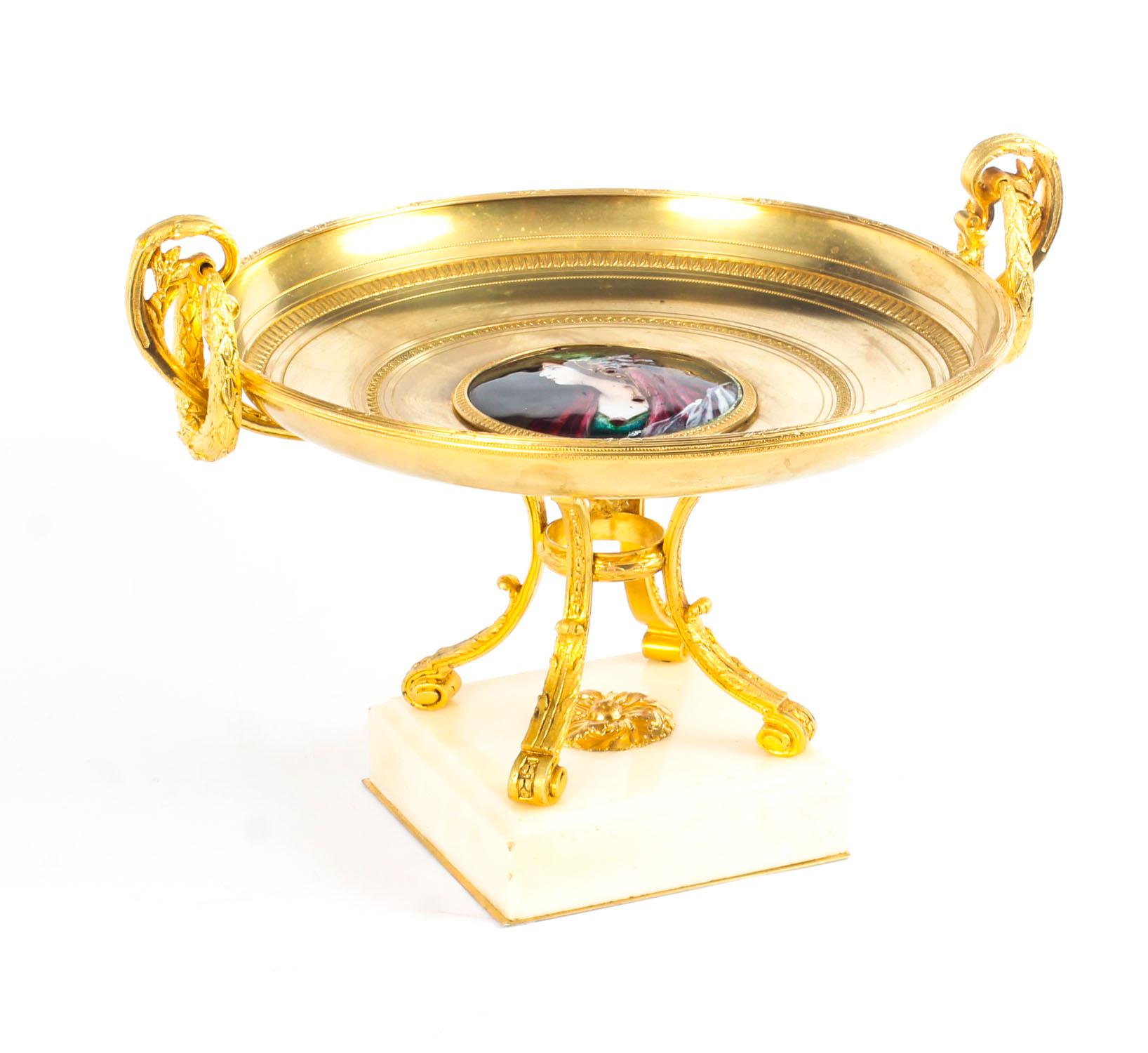 Antique French Ormolu Tazza with Limoges Enamel Plaque, 19th Century For Sale 9