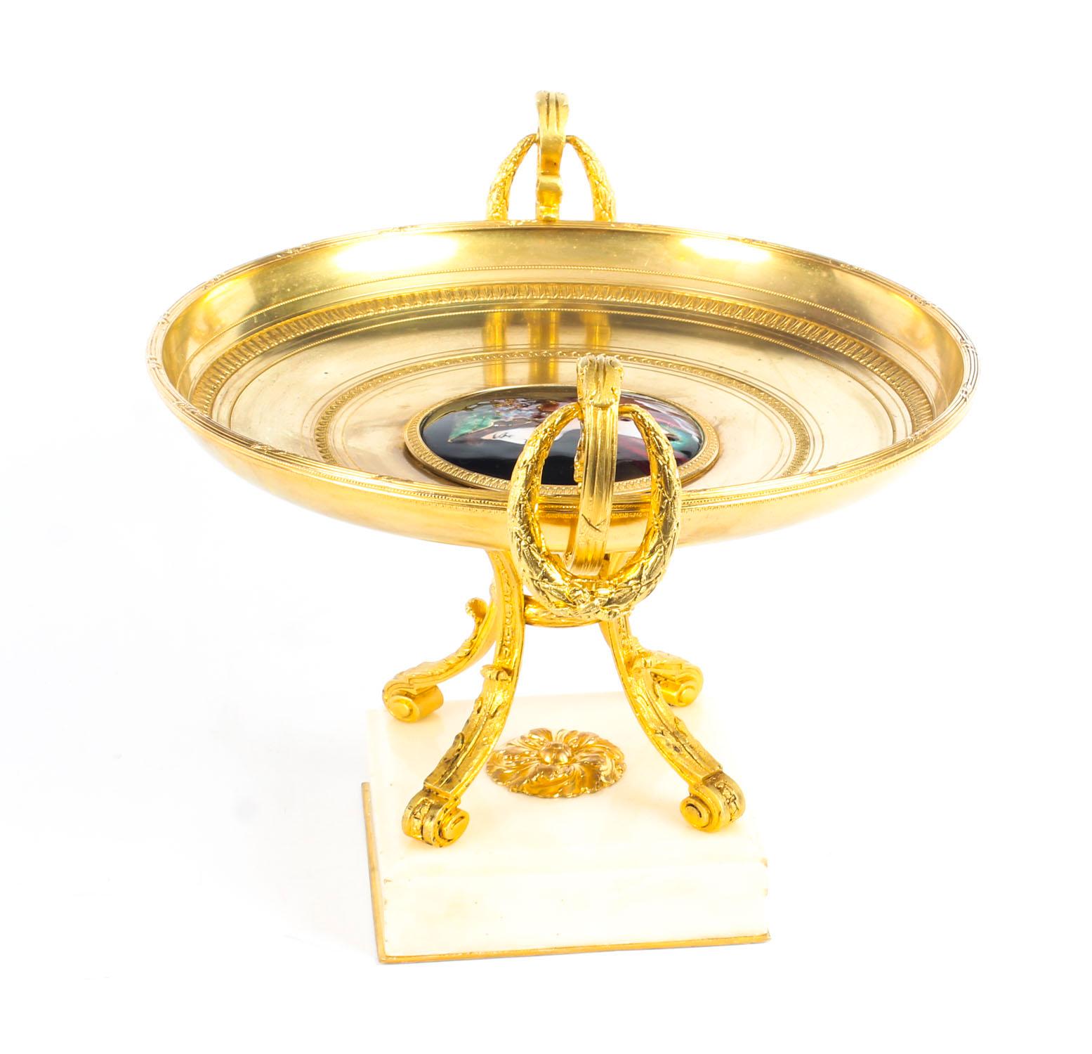 Antique French Ormolu Tazza with Limoges Enamel Plaque, 19th Century For Sale 4