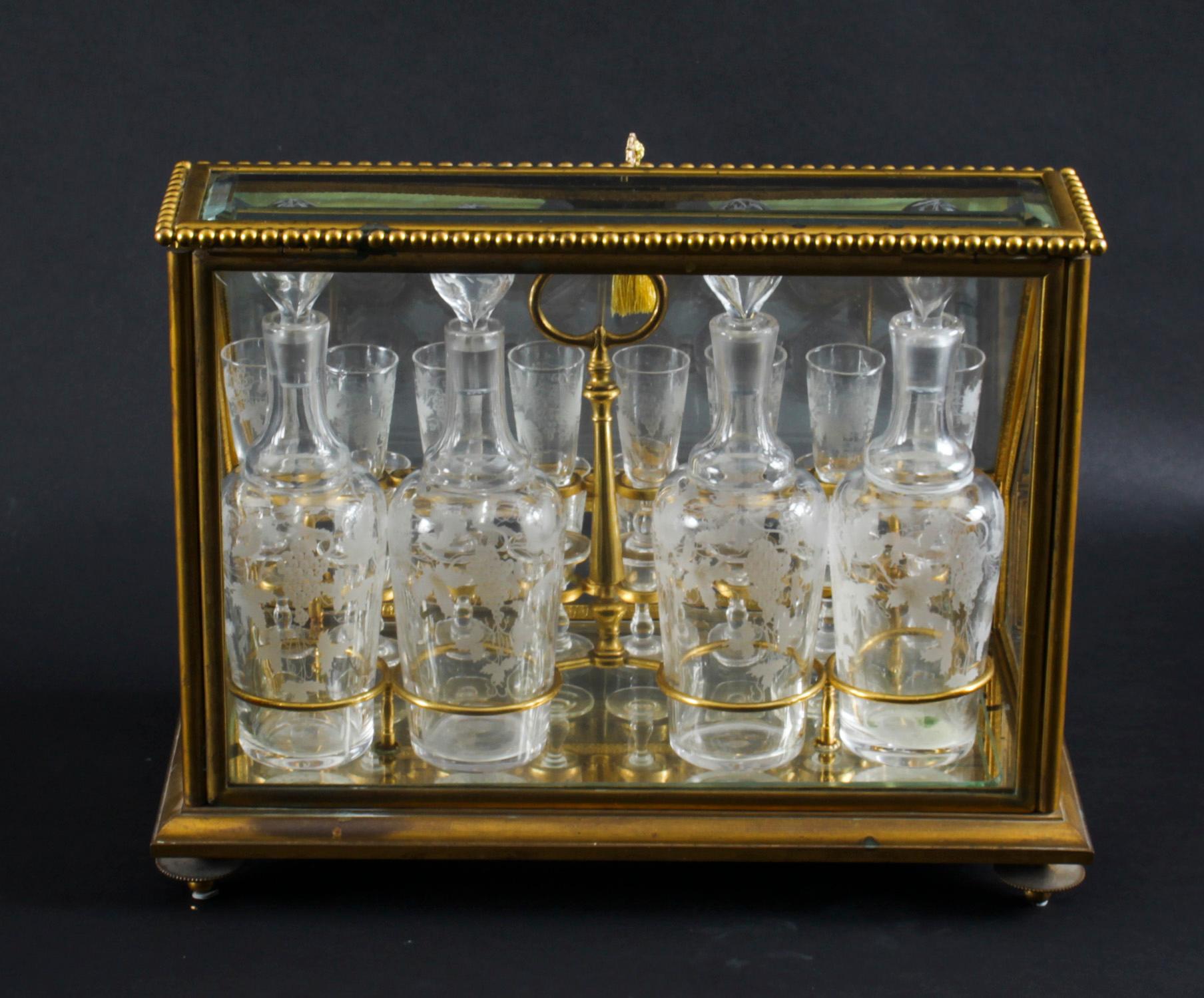 Antique French Ormolu with Glass Tantalus Cave a Liqueur 19th C 8