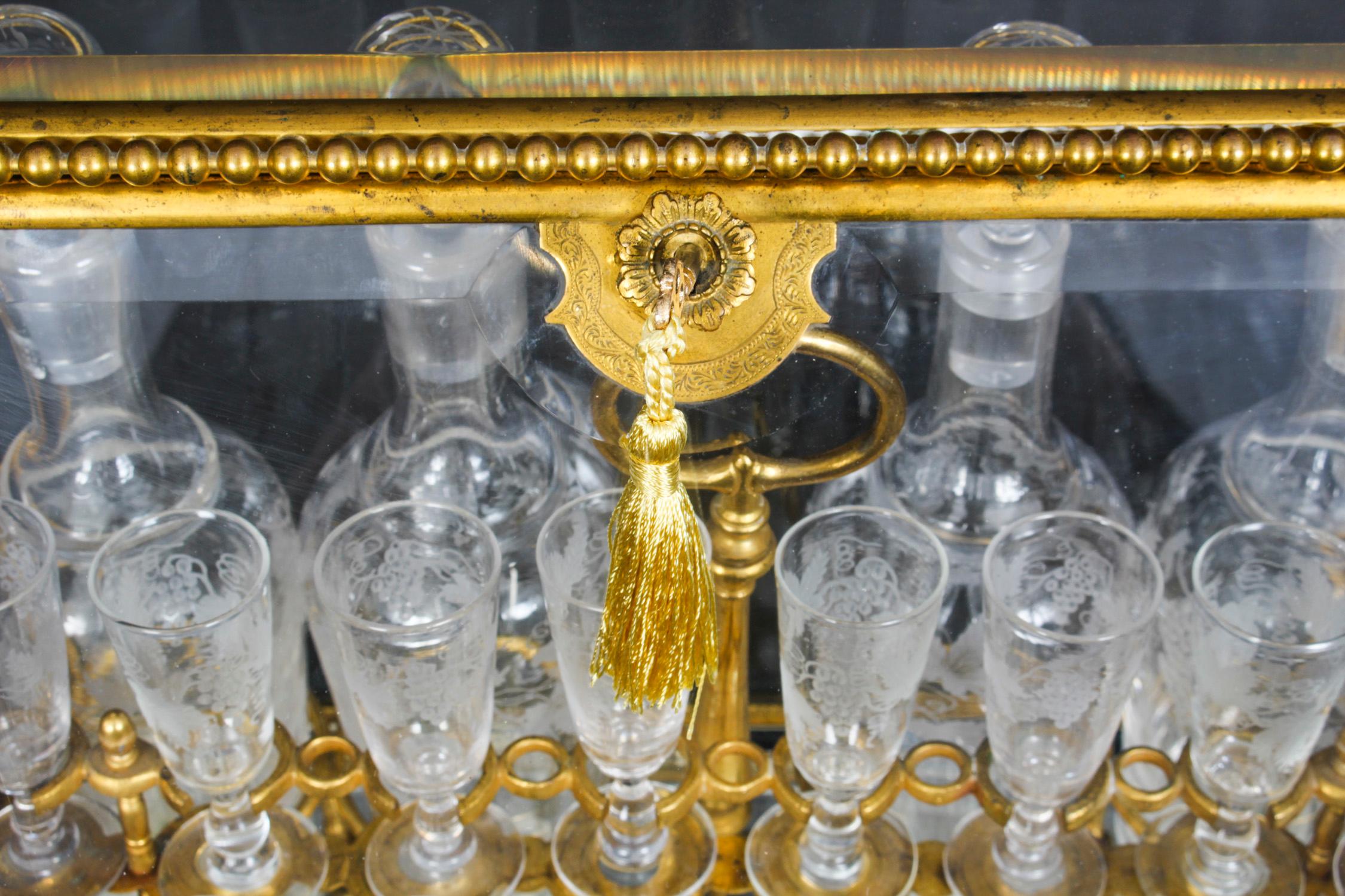Antique French Ormolu with Glass Tantalus Cave a Liqueur 19th C 13