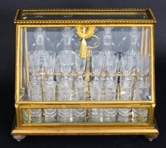 Antique French Ormolu with Glass Tantalus Cave a Liqueur 19th C