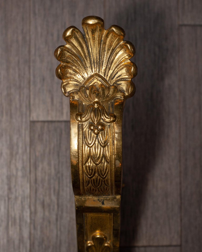 Antique French Ornate Bronze Curtain Rod Support Brackets For Sale at