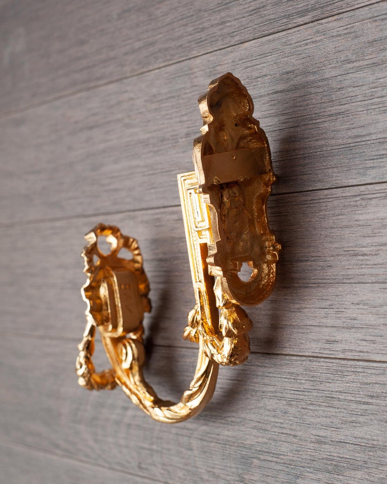 Antique French Ornate Gilt Bronze Curtain Rod Brackets For Sale at 1stDibs