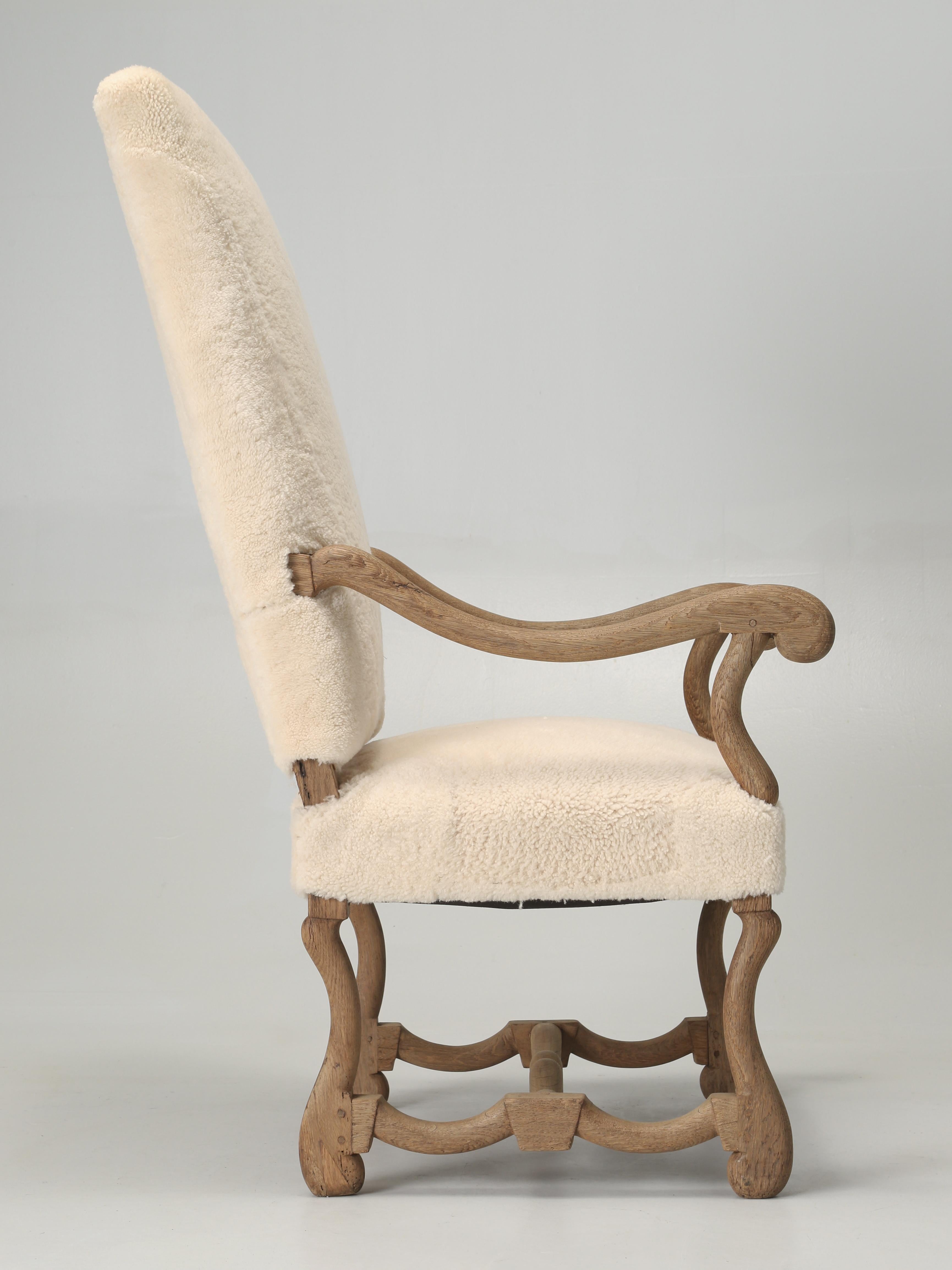 Hand-Crafted Antique French Os De Mouton Arm Chair in Shearling Properly Restored c1800’s.