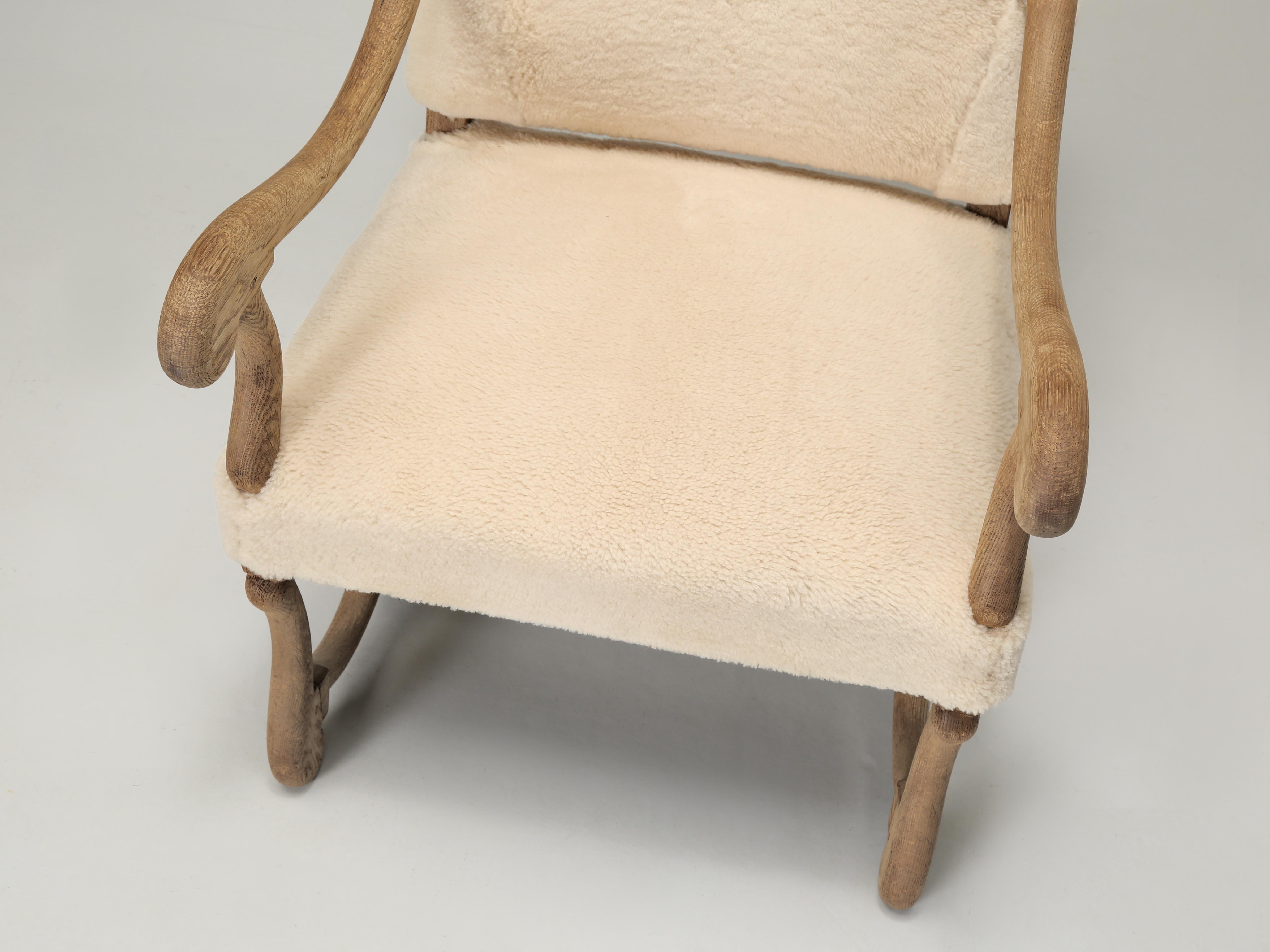 Mid-19th Century Antique French Os De Mouton Arm Chair in Shearling Properly Restored c1800’s.