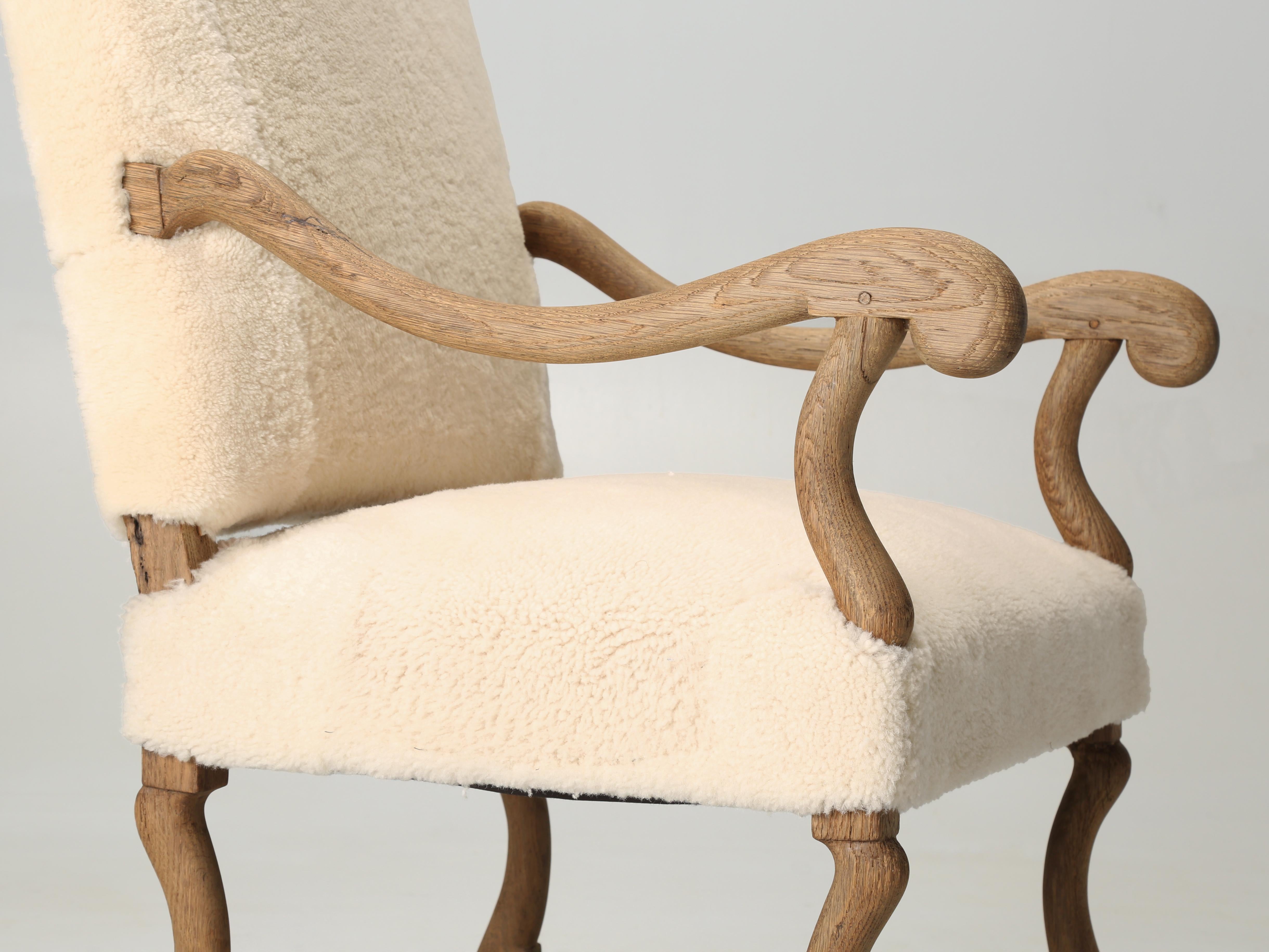 Antique French Os De Mouton Arm Chair in Shearling Properly Restored c1800’s. 1