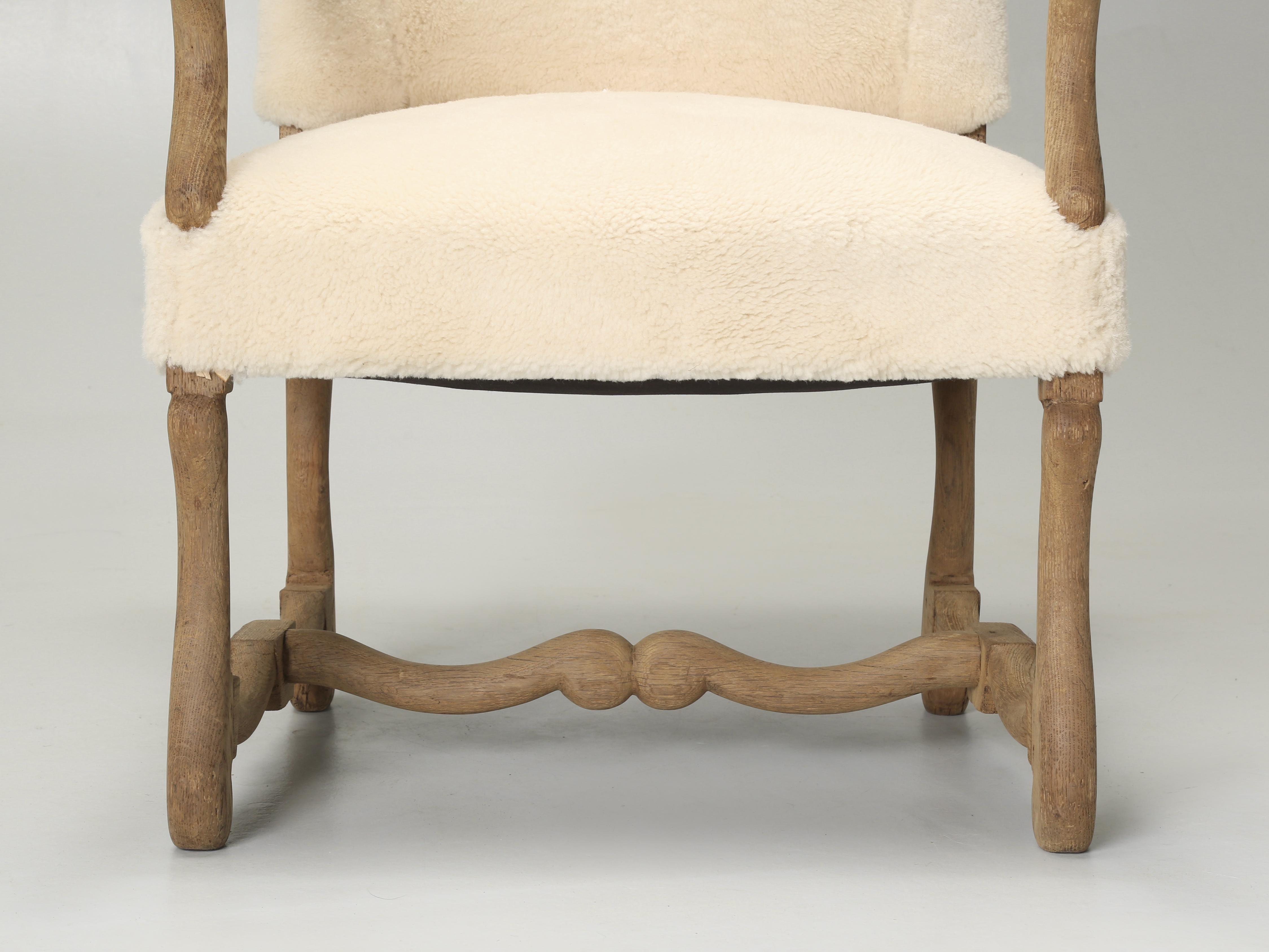 Antique French Os De Mouton Arm Chair in Shearling Properly Restored c1800’s. 3