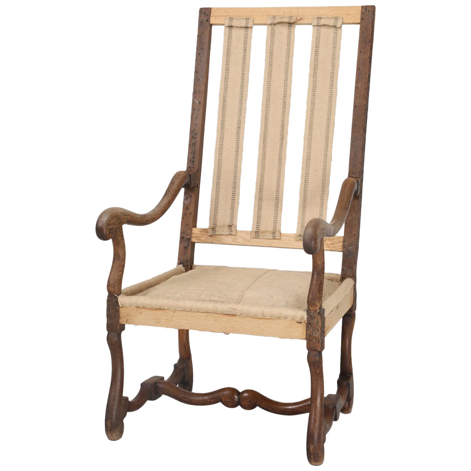 Antique French Os De Mouton Armchair or Throne Chair For Sale