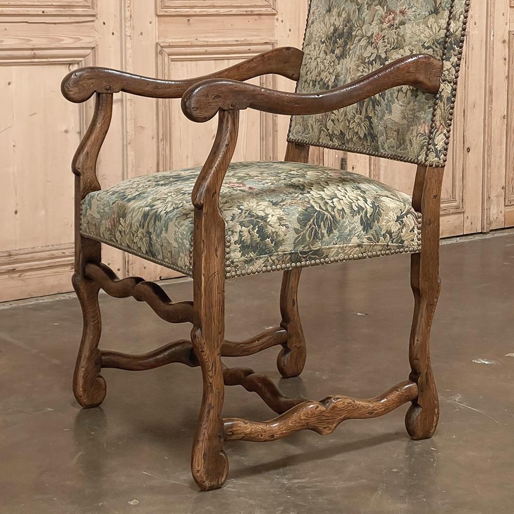 Antique French Os de Mouton Armchair with Tapestry For Sale 7