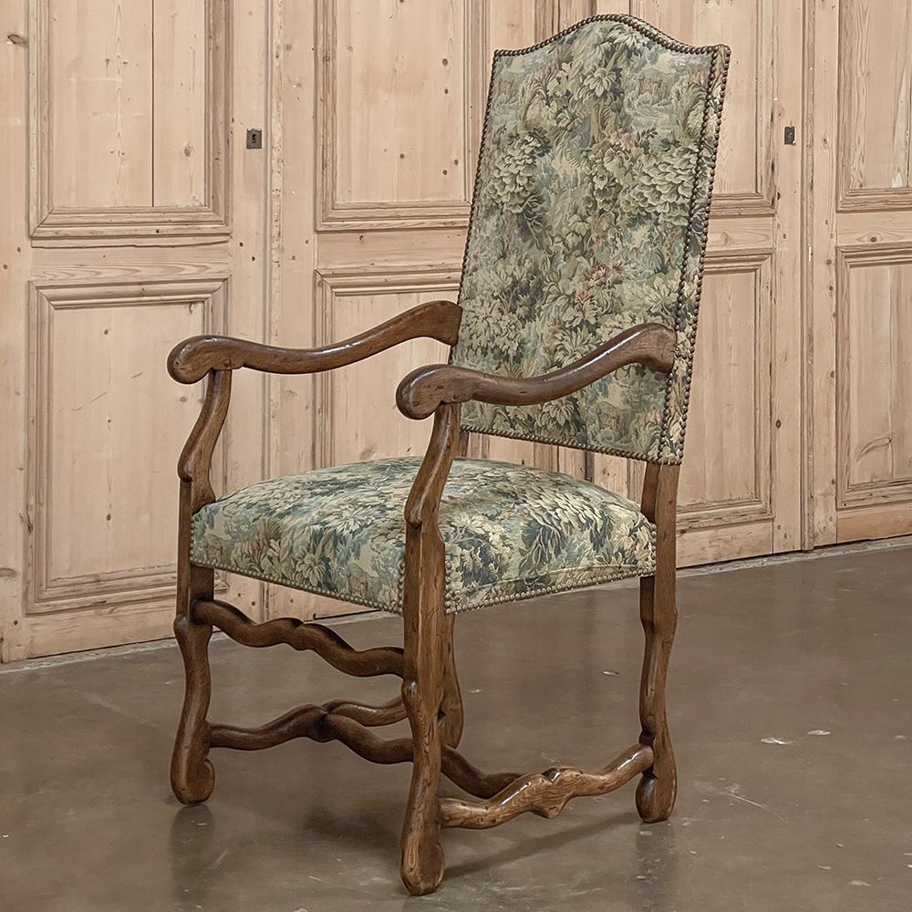 Hand-Crafted Antique French Os de Mouton Armchair with Tapestry For Sale