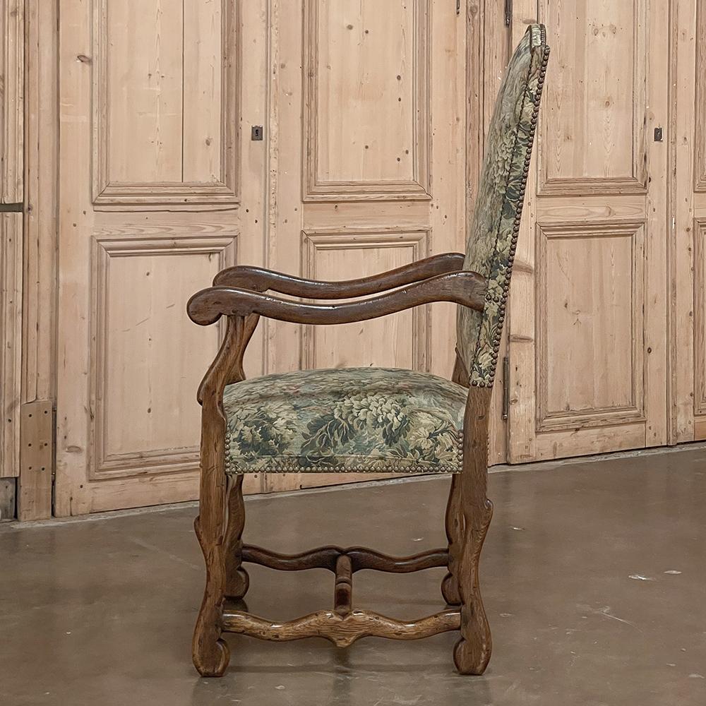 Antique French Os de Mouton Armchair with Tapestry In Good Condition For Sale In Dallas, TX