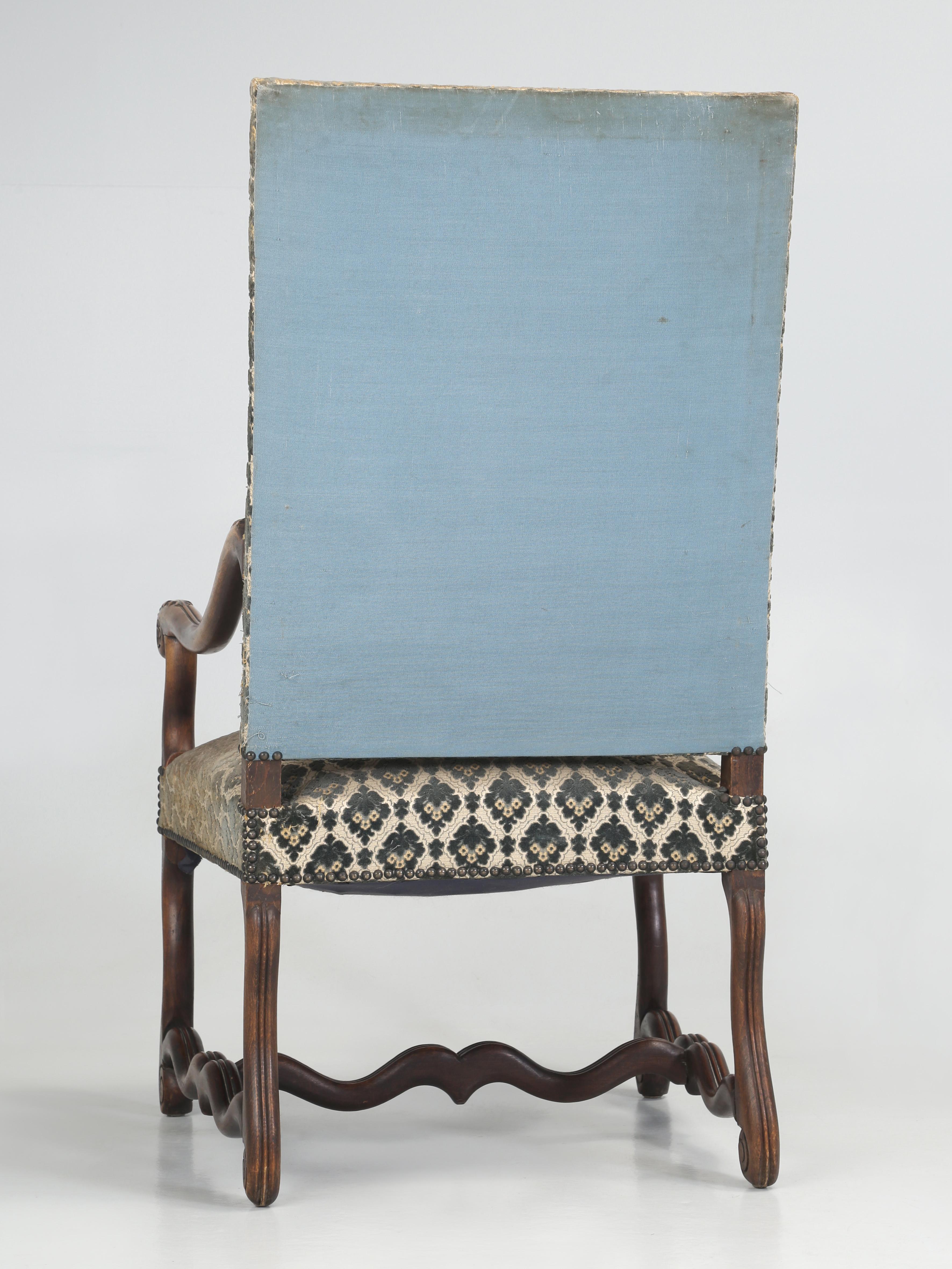 Antique French Os De Mouton Upholstered Armchair Hand Carved, circa Late 1800s  3