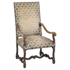 Antique French Os De Mouton Upholstered Armchair Hand Carved, circa Late 1800s 