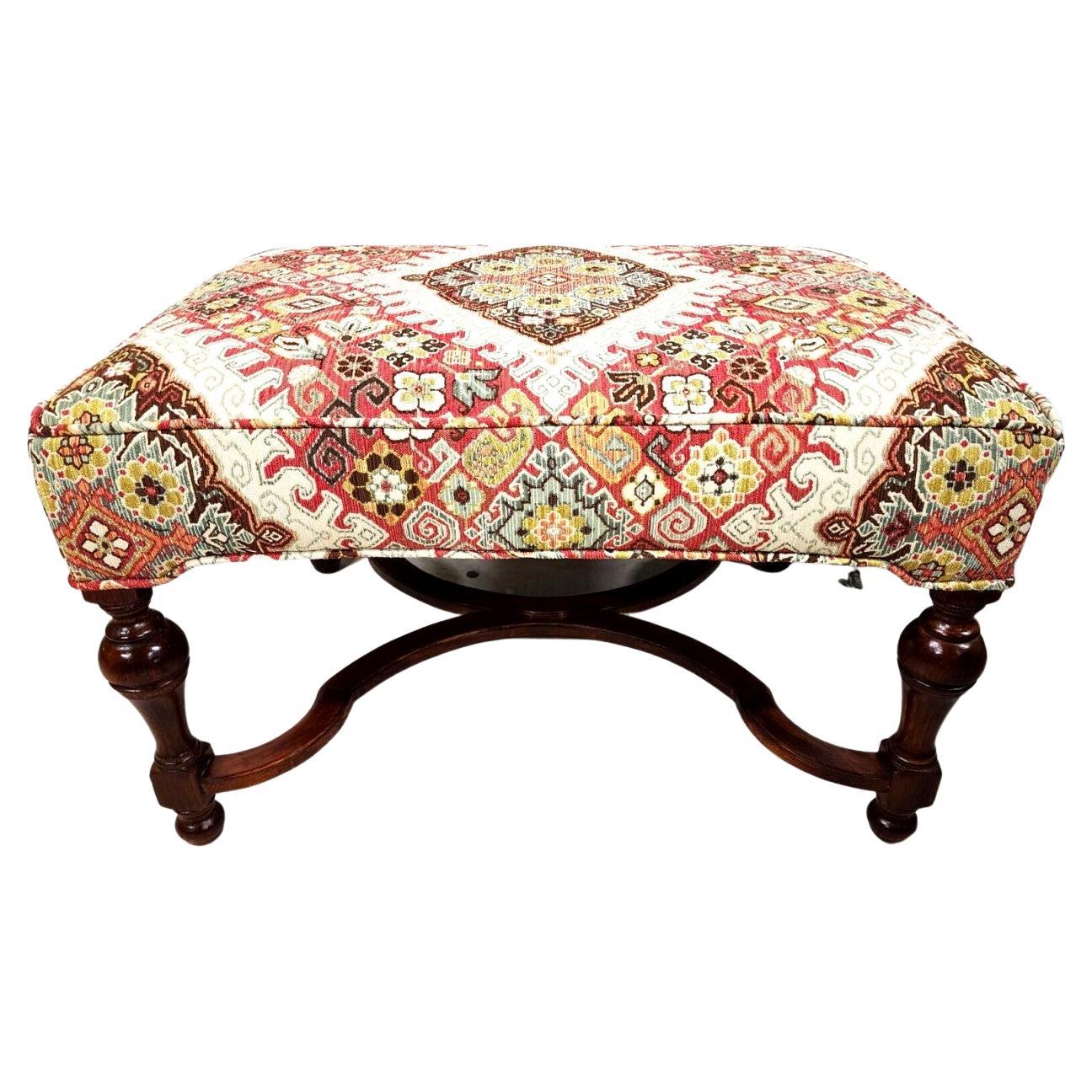 Oversized Art Deco Ottoman/Footstool, Stepped Nickel Chromed Legs For Sale at 1stDibs